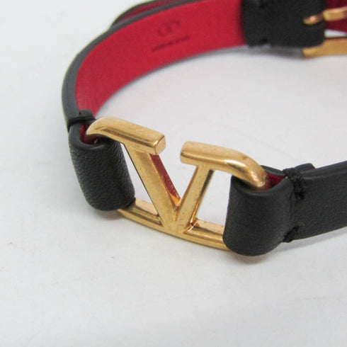 Bangle Leather and Metal Black Bracelet