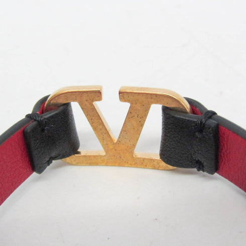 Bangle Leather and Metal Black Bracelet