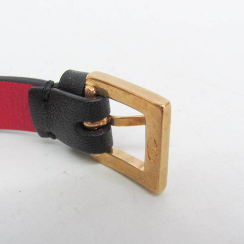 Bangle Leather and Metal Black Bracelet