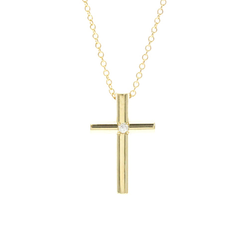 Cross Pendant Necklace 18K Yellow Gold with Diamond