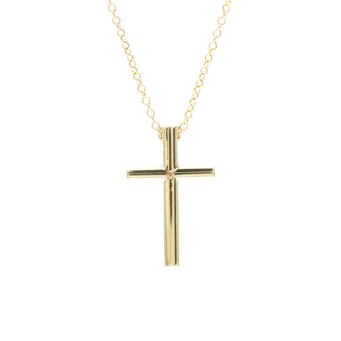 Cross Pendant Necklace 18K Yellow Gold with Diamond