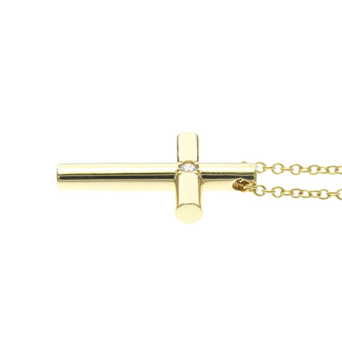 Cross Pendant Necklace 18K Yellow Gold with Diamond