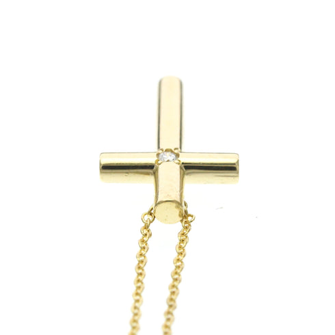 Cross Pendant Necklace 18K Yellow Gold with Diamond
