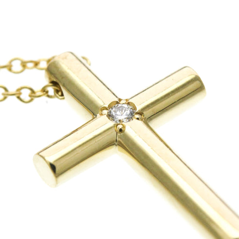 Cross Pendant Necklace 18K Yellow Gold with Diamond