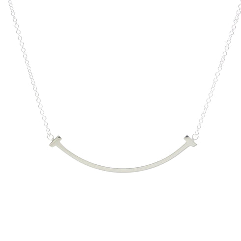 T Smile Pendant Necklace 18K White Gold