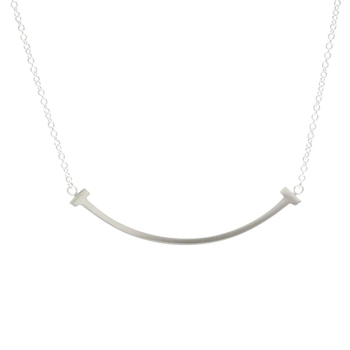 T Smile Pendant Necklace 18K White Gold