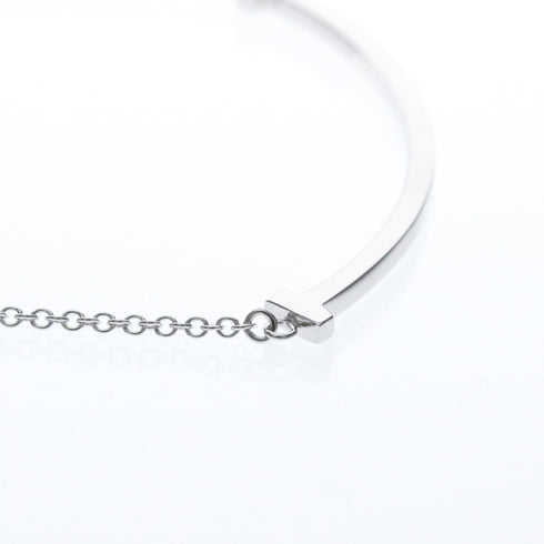 T Smile Pendant Necklace 18K White Gold