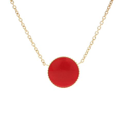 Pendant Necklace 18K Rose Gold with Carnelian and Diamond
