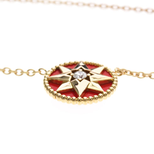 Pendant Necklace 18K Rose Gold with Carnelian and Diamond