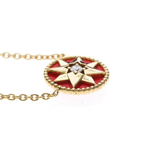 Pendant Necklace 18K Rose Gold with Carnelian and Diamond