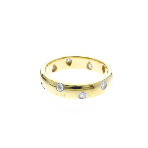 Band Ring Platinum and 18K Yellow Gold with Diamond
