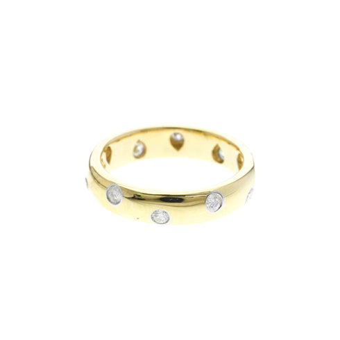 Band Ring Platinum and 18K Yellow Gold with Diamond