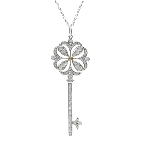Keys Pendant Necklace 18K Rose Gold and 18K White Gold with Diamond