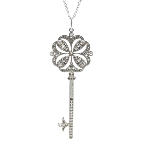 Keys Pendant Necklace 18K Rose Gold and 18K White Gold with Diamond