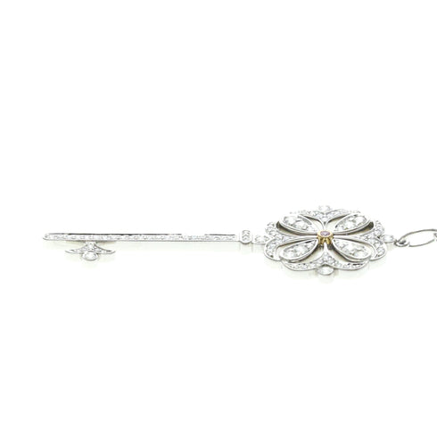 Keys Pendant Necklace 18K Rose Gold and 18K White Gold with Diamond