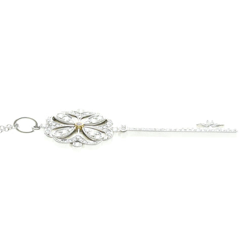 Keys Pendant Necklace 18K Rose Gold and 18K White Gold with Diamond