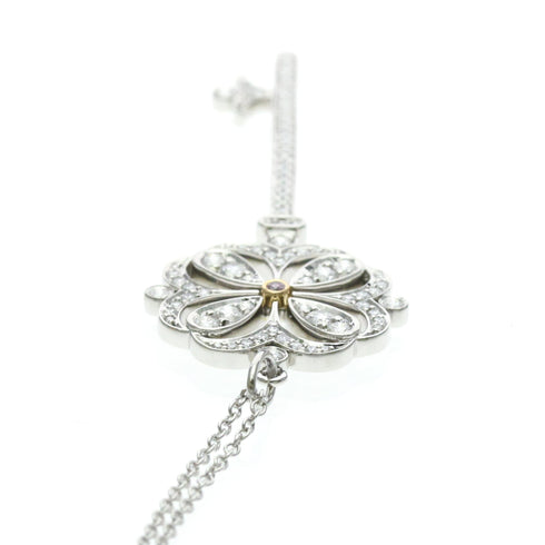 Keys Pendant Necklace 18K Rose Gold and 18K White Gold with Diamond
