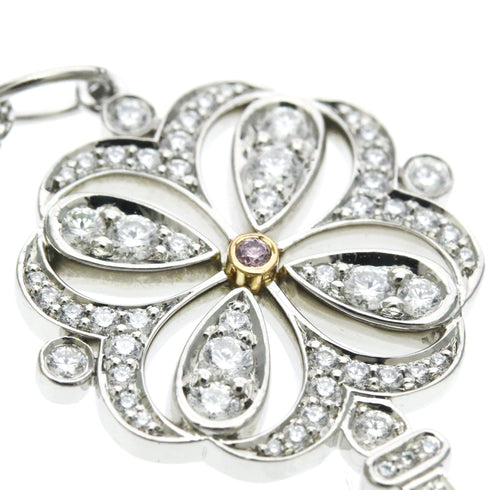 Keys Pendant Necklace 18K Rose Gold and 18K White Gold with Diamond