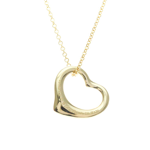 Open Heart Pendant Necklace 18K Yellow Gold 14.3mm