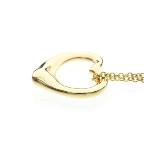 Open Heart Pendant Necklace 18K Yellow Gold 14.3mm