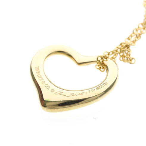 Open Heart Pendant Necklace 18K Yellow Gold 14.3mm