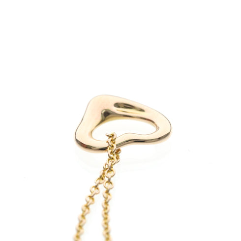 Open Heart Pendant Necklace 18K Rose Gold 10mm