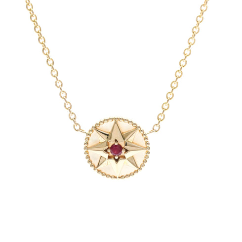 Rose Des Vents Pendant Necklace 18K Rose Gold with Ruby