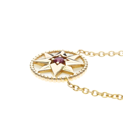Rose Des Vents Pendant Necklace 18K Rose Gold with Ruby