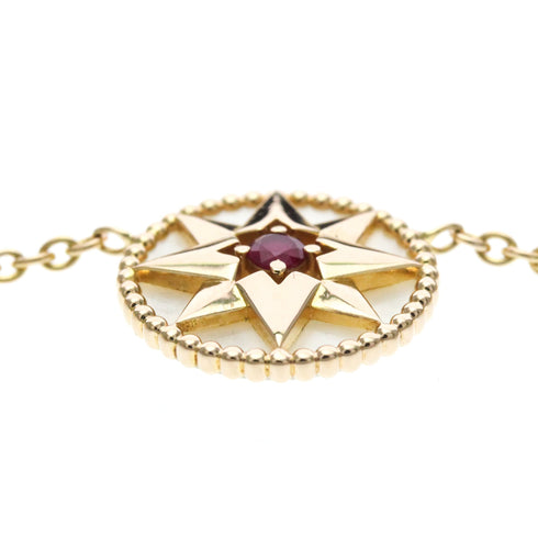 Rose Des Vents Pendant Necklace 18K Rose Gold with Ruby