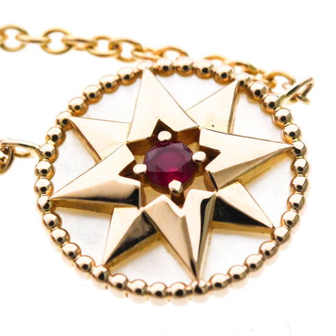 Rose Des Vents Pendant Necklace 18K Rose Gold with Ruby