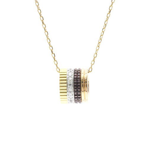 Pendant Necklace with Diamond 18K Tricolor Gold
