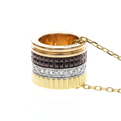 Pendant Necklace with Diamond 18K Tricolor Gold