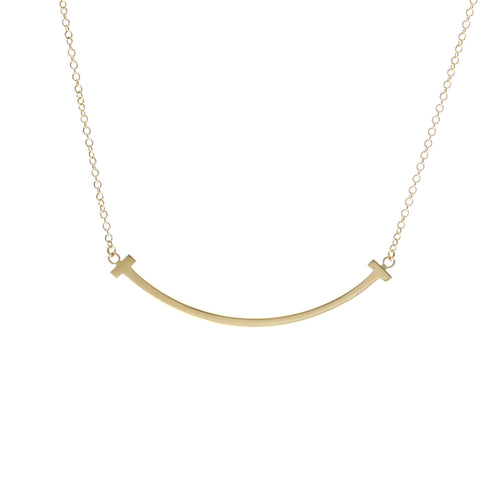 T Smile Pendant Necklace 18K Yellow Gold