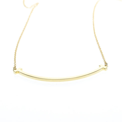 T Smile Pendant Necklace 18K Yellow Gold