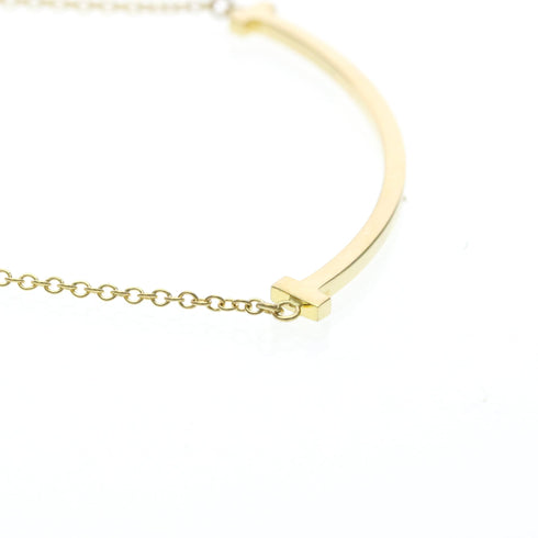 T Smile Pendant Necklace 18K Yellow Gold