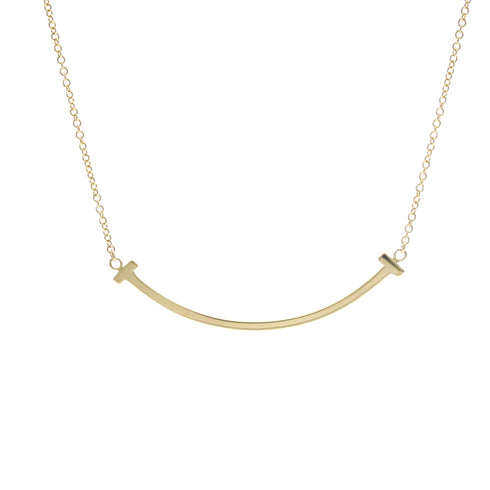 T Smile Pendant Necklace 18K Yellow Gold