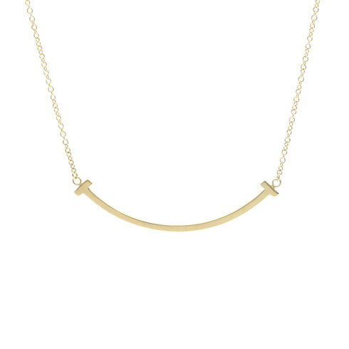 T Smile Pendant Necklace 18K Yellow Gold