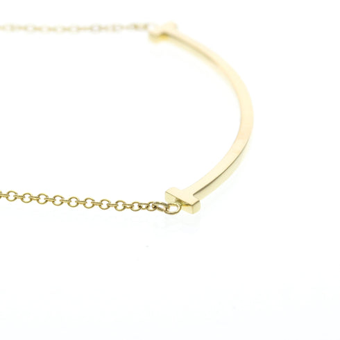 T Smile Pendant Necklace 18K Yellow Gold
