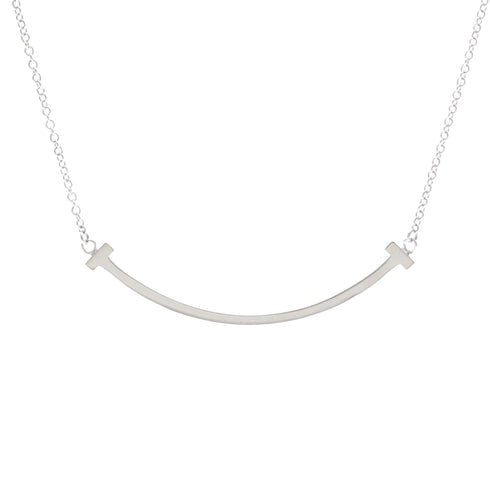 T Smile Pendant Necklace 18K White Gold