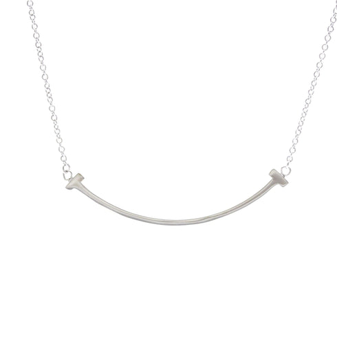T Smile Pendant Necklace 18K White Gold