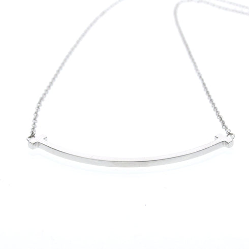 T Smile Pendant Necklace 18K White Gold
