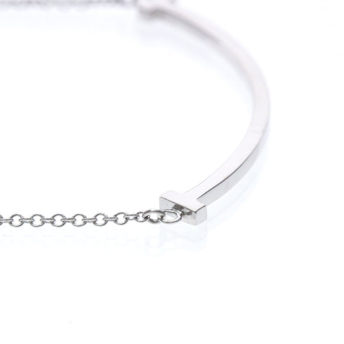 T Smile Pendant Necklace 18K White Gold