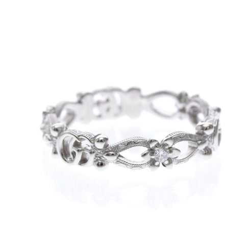 Diamond Band Ring 18K White Gold
