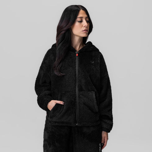 1005. Women's Sherpa Recovery Full Zip Hoodie - Black/White