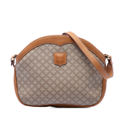 Vintage Saddle Flap Shoulder Bag Macadam Coated Canvas Small