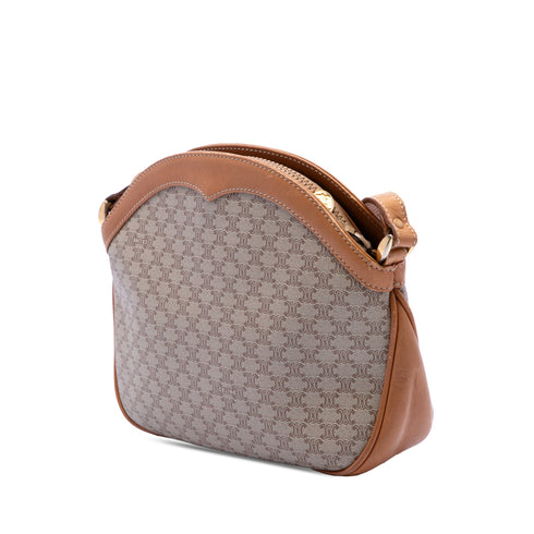 Vintage Saddle Flap Shoulder Bag Macadam Coated Canvas Small