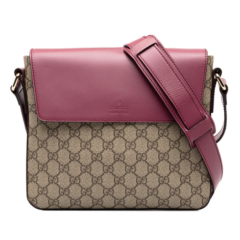 Flap Messenger Bag GG Coated Canvas with Leather Medium
