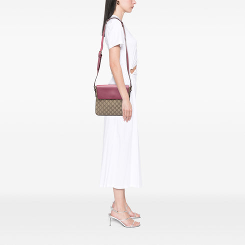 Flap Messenger Bag GG Coated Canvas with Leather Medium