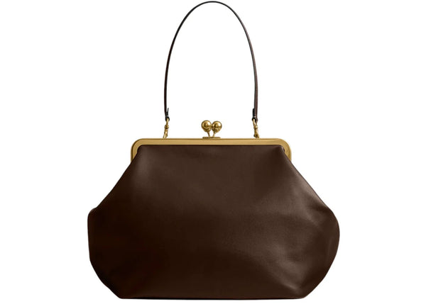 Coach Large Kisslock Frame Bag Brass/Dark Brown