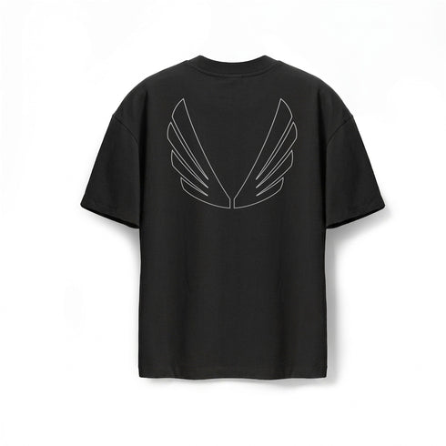 1208. Tech Essential™ Oversized Boxy Tee - Black "Outline"